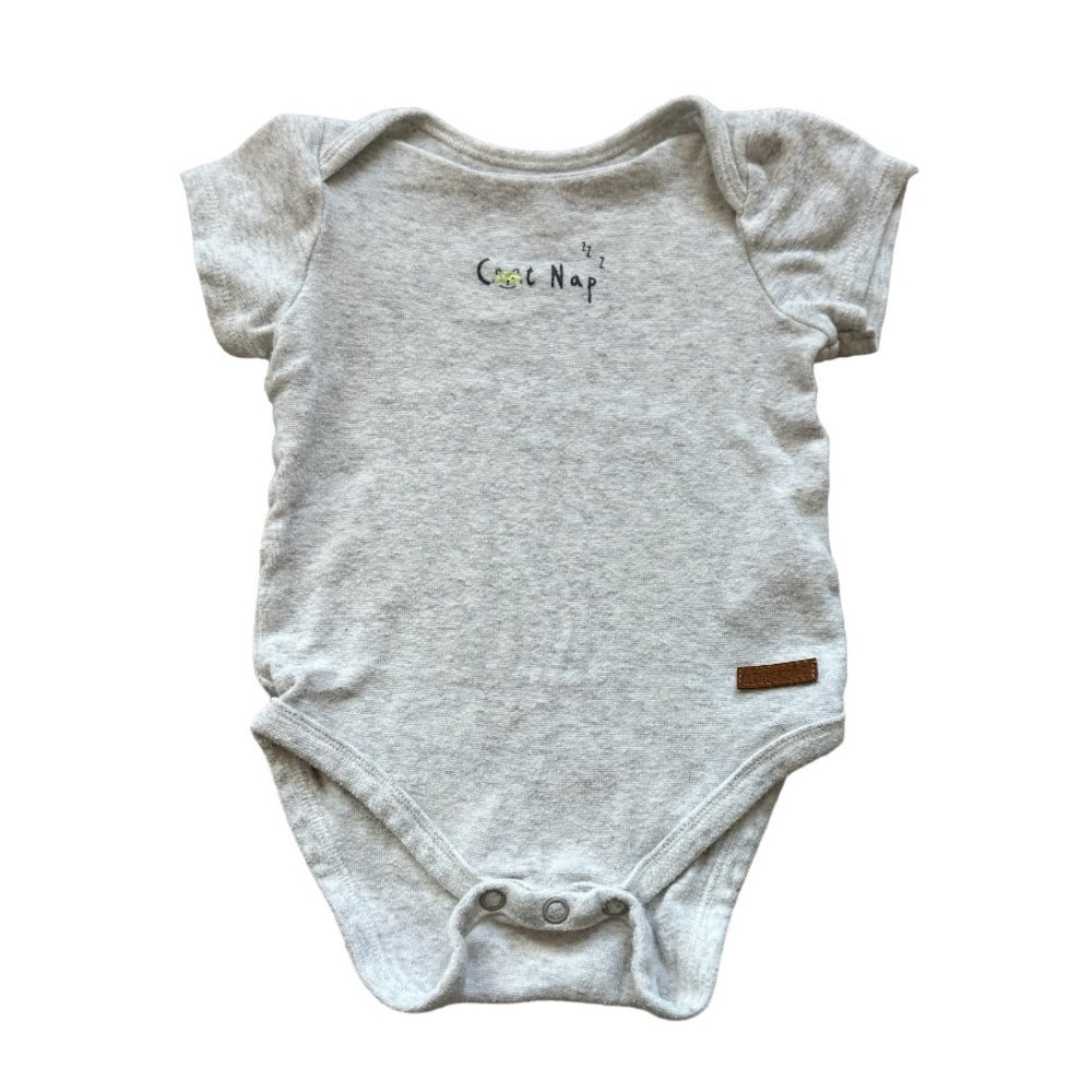 Robeez Gender Neutral Light Gray "Cat Nap" Bodysuit / Onesie (Size 6-9 months)